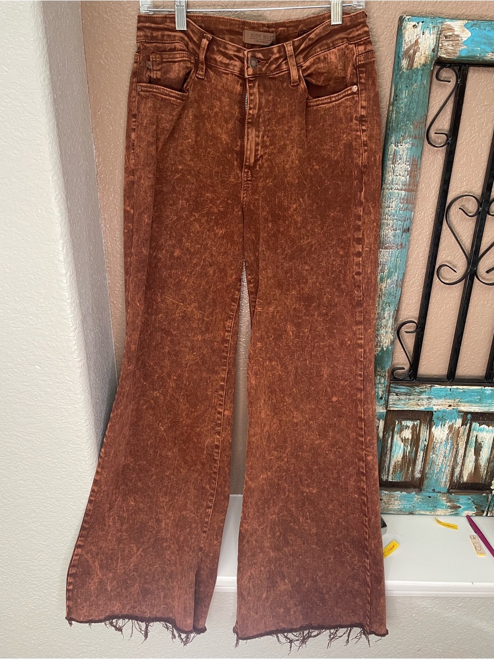 Judy Blue Wide-Leg High-Rise Jeans in Rust Brown Wash